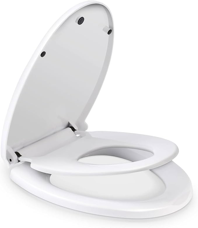 CROWNSHOP Family Toilet Seat Soft Adjustable Soft Close Toilet Seat Potty Training with 360 Degree Adjustable Hinges for Toddlers Adults