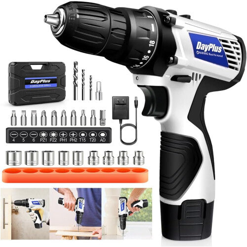 Cordless Drill and Screwdriver Set Power Drill Driver Set Compact & Portable Drill Kit with Battery and Quick Charge, Carry Case, 23 Piece Accessories