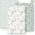 Next to Me Crib Sheets 85x51cm Fitted, 3 Pack Baby Cot Sheets, Ultra Soft & Silky Smooth Microfiber Bedside Crib Fitted Sheets Green Forest Bear