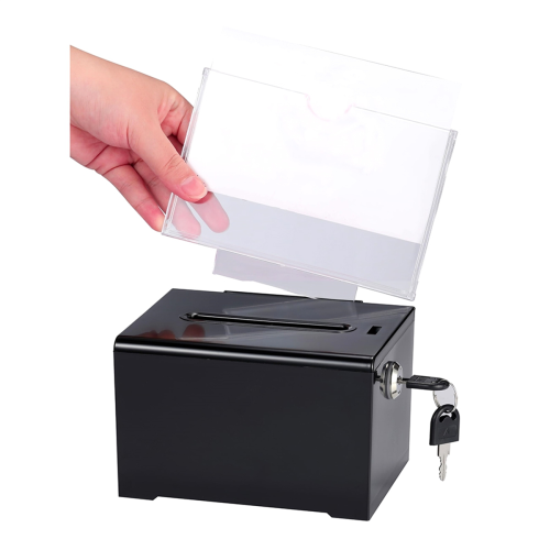 Donation Box with Lock - Acrylic Suggestion Slot,