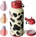 BOTTLE BOTTLE Insulated Water Bottle 950ml(32oz) Stainless Steel Sports Water Bottles with Straw Dual-use Lid Drink Flask Design for Gym with Pill Box (cow)
