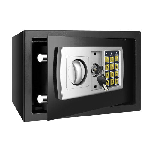 (4.6L(23x17x17cm) , Grey) Digital Security Safety Box Keypad Lock and Keys Steel Electronic Safe Box for Money Jewelry Cash Important File for Home Office Hostel