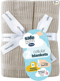 Silentnight Safe Nights Baby Blanket - Pack of 2 Soft 100% Cotton Cellular Baby Blanket for Newborn Ideal for Cot, Crib, Moses Basket and Pram - Baby Essentials - 2 Pack - Natural