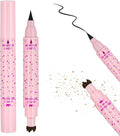 LOPHE 2-in-1 Eyeliner Freckle Pen, Waterproof Double-headed Liquid Eyeliner Stamp Pen Set Freckle Stamp and Black Liquid Eyeliners Natural Lifelike Freckle Stamp Pen for Sunkissed Makeup,Light