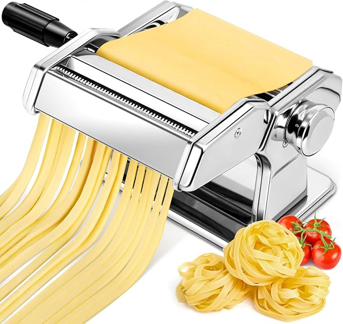 YASHE 3-in-1 Pasta Maker with Cleaning Kit, Adjustable Thickness Settings Pasta Maker Machine with Pasta Roller and Cutter, Dual Width Noodle Maker for Pasta, Spaghetti, Fettuccine, Lasagna