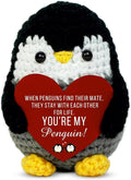 Gifts for Her from Husband, Handmade Crochet Emotional Mini Funny Penguin, Romantic Birthday Wedding Anniversary Valentines Gifts for Women, Wife, Small Cute Decor Present for Her
