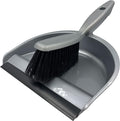 Household Dustpan and Brush Set, Soft Bristle Brush and Plastic Dust Pan with Rubber Lip to Collect and Sweep Dust and Dirt from Floors, Stylish Silver Colour Hand Brush and Dustpan for Home Cleaning