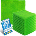 Microfiber Cleaning Cloth, Large Size 40x40cm, Super Absorbent Lint Free Microfibre Cloths Cleaning for Home, Kitchen, Surface, Mirrors, Bathrooms, Motorbike, Car (Green, 10)