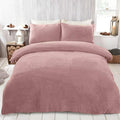 Brentfords Single Teddy Fleece Duvet Set Pink, Christmas Duvet Set Single with Pillowcase Fluffy Warm Ultra Soft Bedding Single Quilt Cover for Single Bed