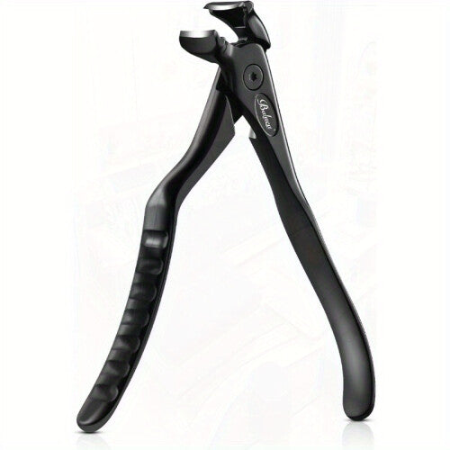 (Black) Ergonomic Long Handle Nail Clipper for Seniors - Thick Toenail & Fingernail Trimmer with Catcher, 0.6" Wide Jaw, German Stainless Steel Blades
