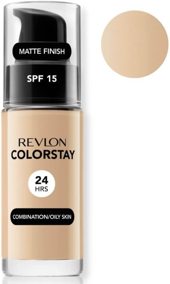 Revlon Colorstay Liquid Foundation Makeup Combination & Oily Skin SPF15, Medium To Full Coverage (30ml) Matte Finish, Sand Beige (180) Unisex