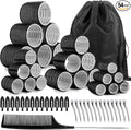 54 PCS Hair Rollers with Clips, Black Rollers for Hair, Jumbo Large Medium Small Hair Curlers Rollers for Long Medium Short Thick Fine Hair DIY Hairdressing (Black)
