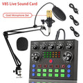 (V8S Sound Card, 1 Set) Podcast Equipment Bundle, Live Sound Control Device & BM-800 Condenser Microphone, Sound Card and Microphone Kit for Recording, Gaming, Singing