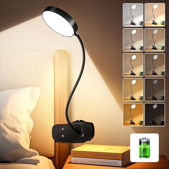 One Fire Desk Lamp, 1800mAh Wireless Lamp 60h of Use, 5 Brightness/5 Colors/Memory Desk Light USB Lamp,Flexible Table Lamp, 400LM+36 LED Clear&Bright for Reading,Office,Study,Craft,Makeup (Black)[Energy Class G]