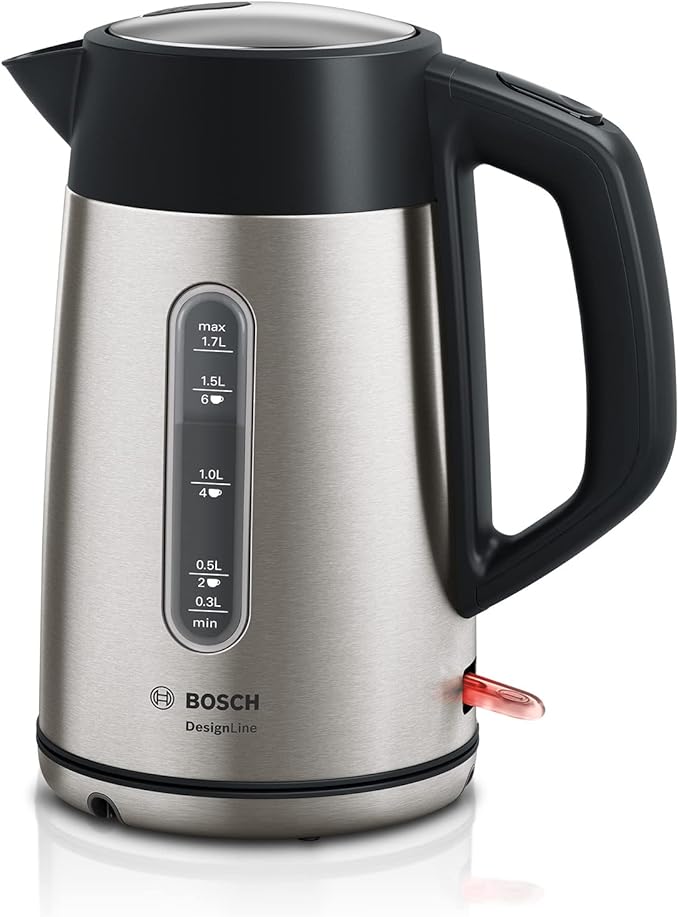 Bosch DesignLine Plus TWK4P440GB Stainless Steel Cordless Kettle, 1.7 Litres,3000 W - Stainless Steel