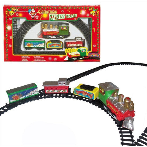 Christmas Express 9-Piece Battery-Operated Train Set with 183cm Track â€“ Includes Locomotive, Tender, Gondola & Caboose