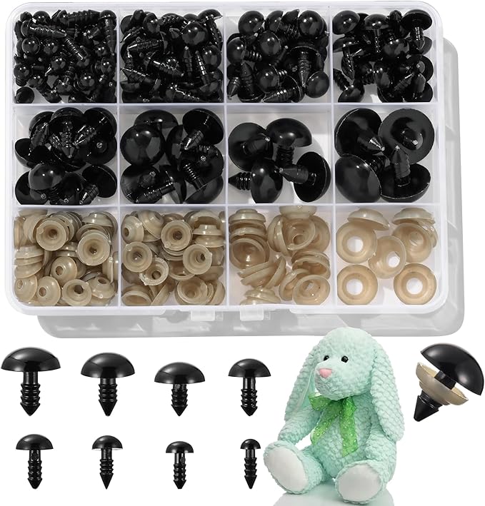 260PCS Safety Eyes with Washers, 6-18 mm, 8 Sizes Safety Eyes for Crochet Crafts, DIY Crafts, Stuffed Animals DIY Halloween Decorations