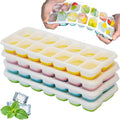 Ram® 4 X Pack Silicone Ice Cube Tray Set of 4 Ice Moulds Freezer Stackable Non Spill Ice Cube Tray Dishwasher Safe BPA Free