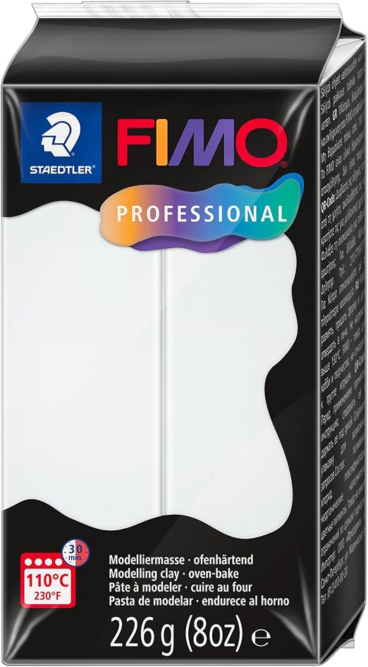 STAEDTLER Polymer Modelling Clay - FIMO Professional - Oven Bake Clay - White, 226g - 1 Block, 8042-0