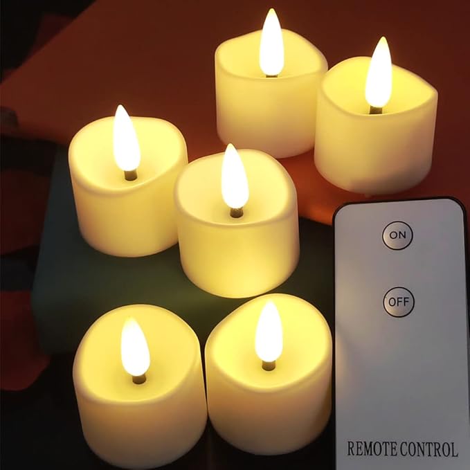 12 Pack Flickering Battery Operated Flameless LED Tea Lights Candles with Remote,tealight Candles with Remote for Holiday, Weddings, Birthdays,Halloween,Christmas(Warm White)