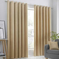 Fusion Strata Woven Eyelet Lined Curtains, Ochre, 46 x 54 Inch