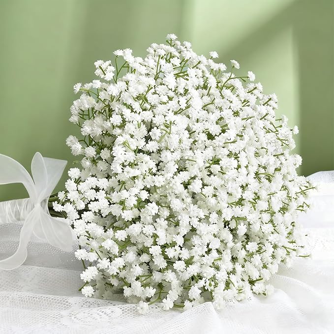 6 Pcs Artificial Flowers, Faux Flowers Real Touch Gypsophila Artificial Flowers Babys Breath Bouquets Fake Flowers for Wedding, Party, Diy Floral Arrangements, Home Decoration