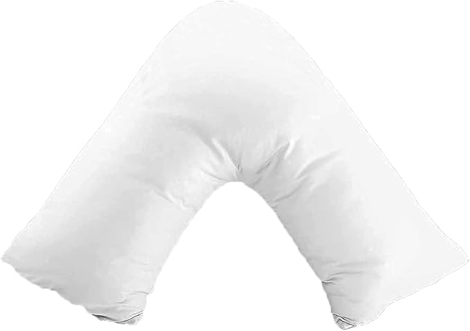 V Shaped Luxury Support Pillow Orthopaedic Maternity Extra Filled For Neck And Back Support (White)