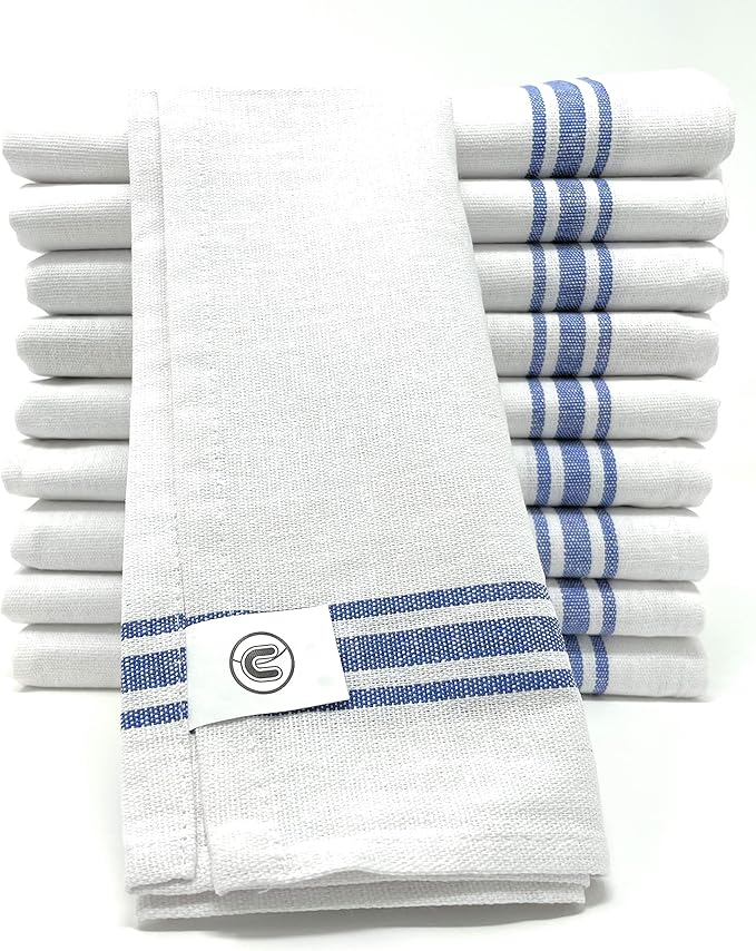 Pack of 10 Absorbent Tea Towels for Kitchen Cotton 70 x 47cm – Dish Cloth for Drying Dishes – Quality Terry Tea Towels for Catering – Glass Cloth for Bar & Restaurant