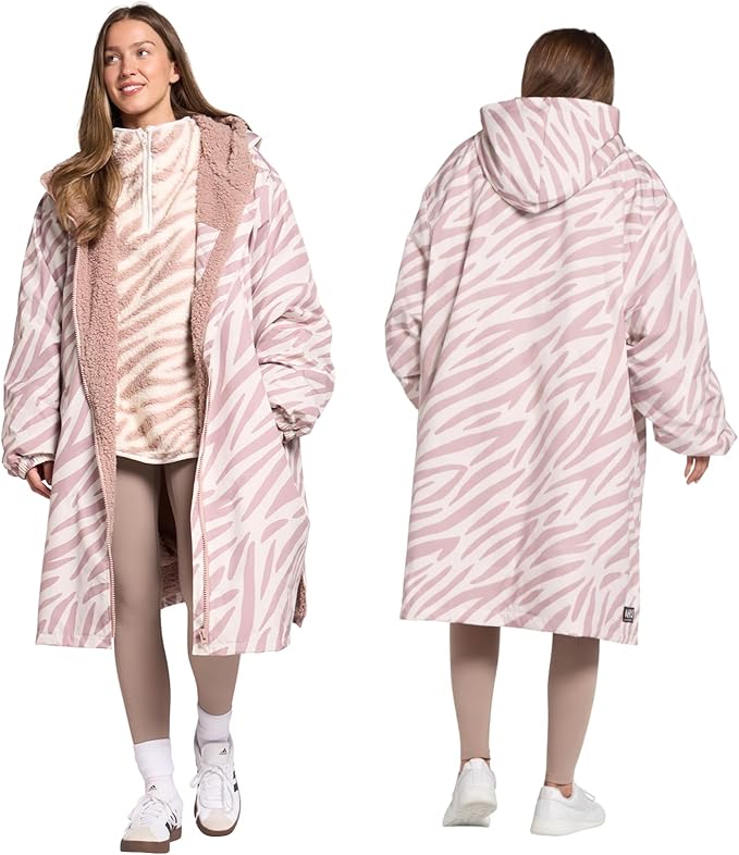 OHS Adults Drying Robe, Gifts for Mum Outdoor Waterproof Changing Robe Womens Jacket Comfy Sherpa Privacy Robes for Women Men, Stay Dry Swimming Camping Drying Robes - S/M, L/XL