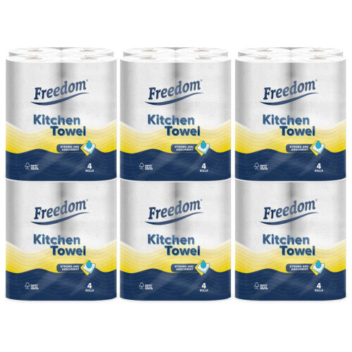 Freedom Super Strong & Absorbent MultiPurpose Kitchen Paper Roll, 24 Rolls