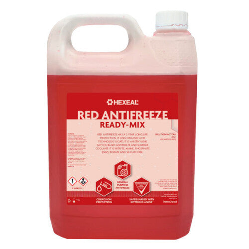 Hexeal Red Antifreeze & Coolant | 5L | -23ÂºC | Ready Mix | Longlife