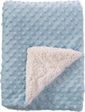 CREVENT Soft Lightweight Warm Sherpa Backing Baby Throw Blanket for Infant Toddler Crib Cot Stroller Gift for Baby Boys and girls (75cmX100cm Blue dot)