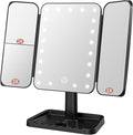 FASCINATE Rechargeable Trifold Makeup Vanity Mirror with Lights, Adjustable Dimming Touch Sensor, 180° Rotation, Portable Cosmetic Mirror