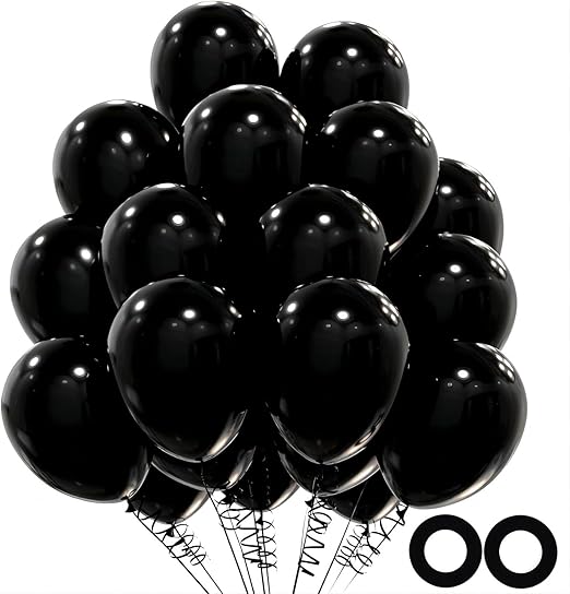 Black Balloons - Pack of 50 12 Inch Black Party Balloons Made of Strong Thick Latex for Birthday Decorations, Halloween, Kids Party, Weddings, Funeral and Events Decorations