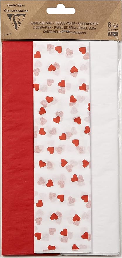 Clairefontaine 95542C - A pack of 6 printed silk leaves, 50 x 75 cm, different love.