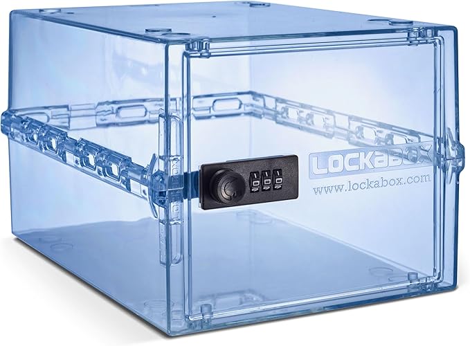 Lockabox One™ | Premium Lockable Medicine Box (10L) | Lightweight & Hygienic Medicine Lock Box | Made In Britain | External Size 31 x 21 x 17 cm (Light Medi Blue)