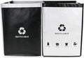 BOMEI PACK Recycling Bags White and Black with handle 2 Packs Reusable Storage Bag Separate Sorting Organizer Woven waste Bins bag 28 Gallon for Kitchen Home Office Easy clean