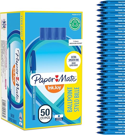 Paper Mate InkJoy 100ST Ballpoint Pens | Medium Point (1.0mm) | Blue | 50 Count