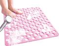 Venuso Square Shower Mats Non Slip Anti Mould, 53 x 53 cm Rubber Anti Slip Bath Mat with Drain Holes, Machine Washable, Pink