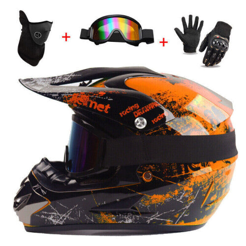 (  Orange Floral, S) Racing Motorcycle Bike UK Motocross Helmet Road Dirt NEW Off Dirt Downhill