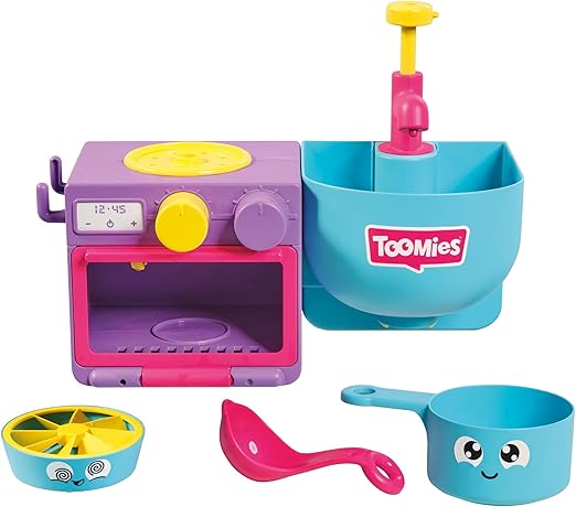 Toomies Bubble & Bake Bathtime, Bath Toddlers, Kitchen Themed Bubble Making Toy, 2 in 1 Set, Kids Water Play, Suitable for 18 M & 2, 3 & 4 Year Old Boys & Girls, Multicoloured, 21 X 28 X 15 cm