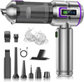 Handheld Vacuum Cleaner, 25000Pa 4-in-1 Powerful Hand Cordless Car Vacuum Cleaner with Screen, 1-Touch Dust Removal, 3 Speed Brushless Motor Car Vacuum for Home/Kitchen/Office/Car/Pet Hair, Silver