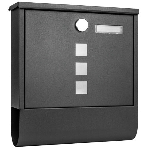 (Dark Grey) Large Mailbox Steel Wall-Mounted Letterbox Secure Key Lock Parcel Post Box
