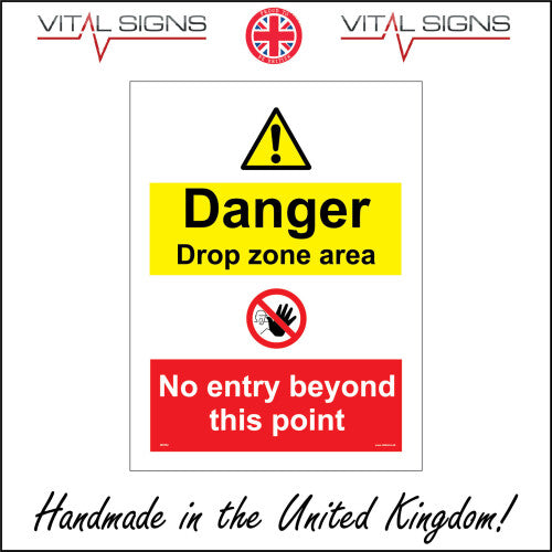 (300 x 400mm - 12 x 16, Magnetic - Vehicle Grade) DANGER DROP ZONE AREA NO ENTRY BEYOND THIS POINT SIGN MU162 SAFETY STICKER RIGID
