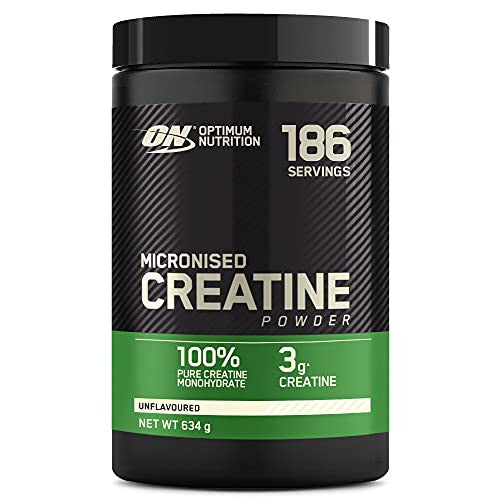 Optimum Nutrition Micronised Creatine Powder, 100% Pure Creatine Monohydrate Powder for Performance and Muscle Power, 186 Servings, 634 g