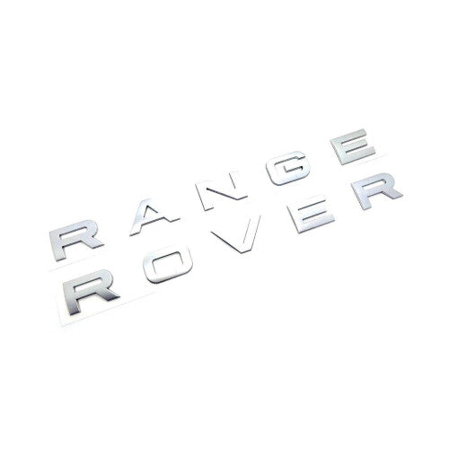 Range Rover Matt Silver Badge Emblem - Front or Rear fit for Vogue, Sport, Evoque (30x355mm) with 3M Tape & Alignment Stencil