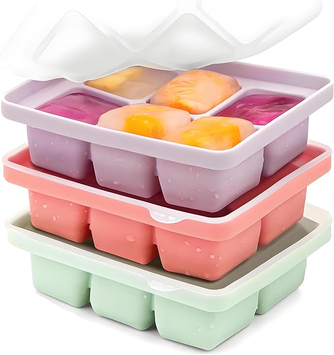 3Pcs Ice Cube Tray,Easy-Release Silicone Large Ice Moulds with Removeable Lids,Perfect for Chilled Drinks,Freezer,Food,Whiskey and Cocktail, BPA Free (PPG) (lzh) BG-FZL (1, 3Pack)