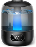 Dreo Humidifier for Bedroom with Sensor, 26dB Quiet Cool Mist Ultrasonic Humidifiers for Home, 360° Nozzle, 30H Runtime, Ambient Light Indicator, Essential Oil Diffuser, Room, Plants, Nursery, Black