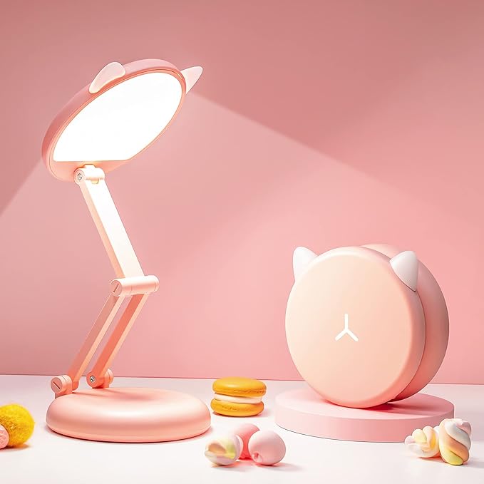 One Fire Pink Lamp, 3600mAh & 17Hrs of Use Kids Reading Light, Dimmable Cute Room Decor, Cute Stuff for Girls Bedroom Decor, for Kids Bedside Table Pink[Energy Class A]