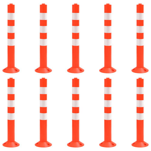 vidaXL 10x Traffic Control Bollards 75 cm PE Car Park Reflective Bollard Post